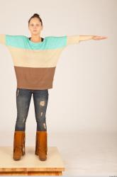 Whole Body Woman T poses Casual Slim Studio photo references